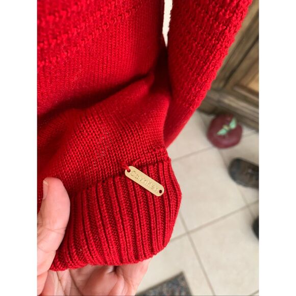 Calvin Klein Women’s Cable Knit Sweater Mock Neckline Red - Picture 4 of 8